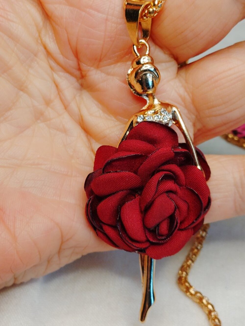 Betsey Johnson Ballerina Rose Pendant Necklace - Picture 5 of 8